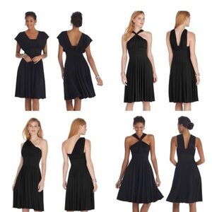 White House Black Market Genius Convertible Fit Flare Dress Black Size 2 NWT